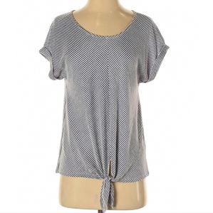 W5 Short Sleeve Striped Blue and White Top, Size S
